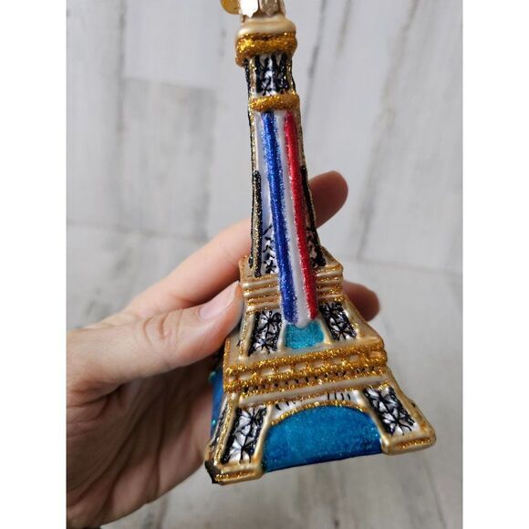 Owc Old world Eiffel Tower AS IS building statue glass ornament Xmas as is tree - Picture 6 of 11